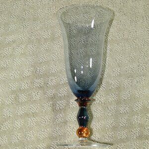 Mikasa Estate Light Blue Amber Ice Tea Glasses, Wine Goblets Set of 2